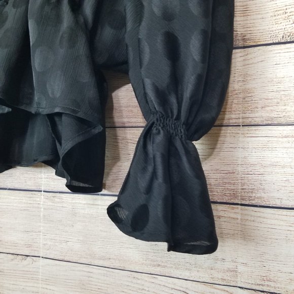 BB DAKOTA Dream Jacquard Dot Chiffon Black Blouse Size Small - Picture 14 of 14